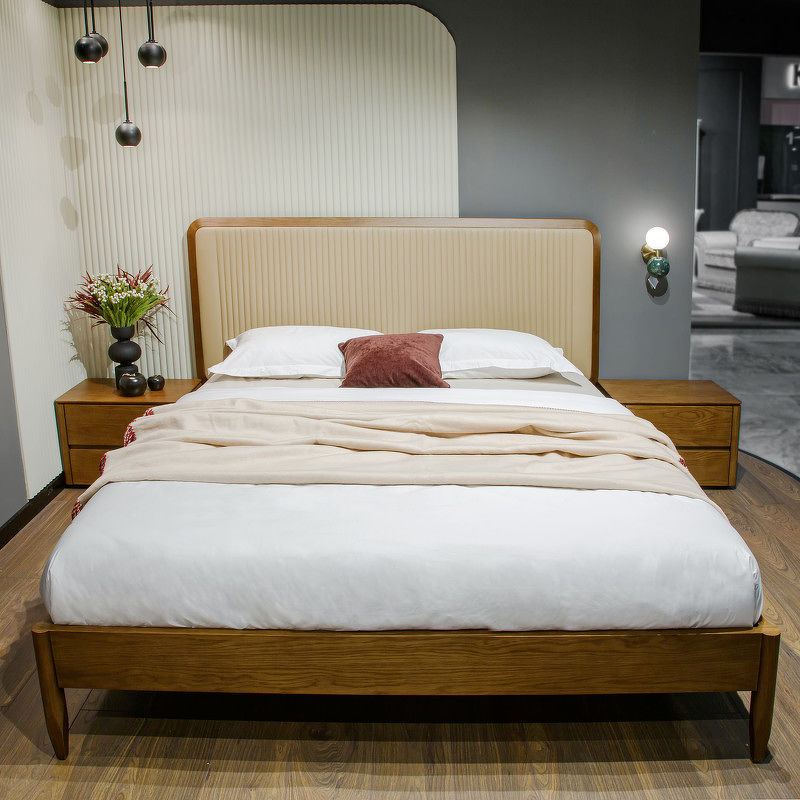 Кровать, отделка шпон дуба W, кожа LE06 MOD INTERIORS PATERNA купить